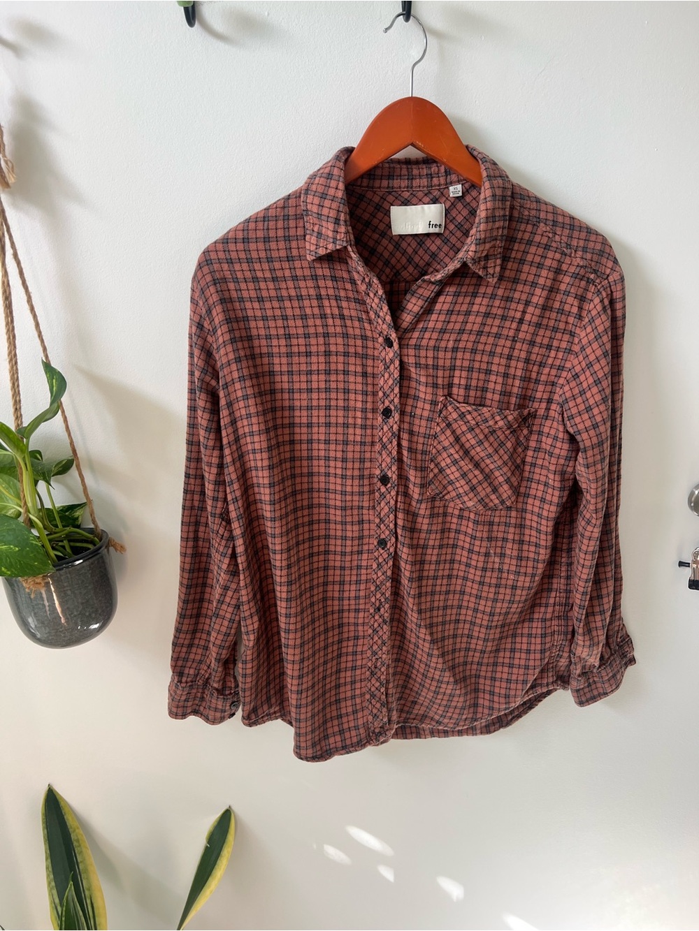Wilfred Rust and Black Plaid Button-Down Shirt